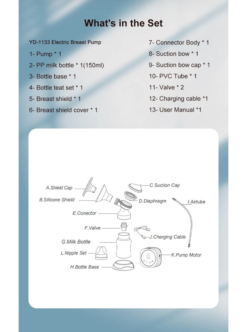 BPA Free Silicone Double Sides Electric Pump For feeding With Variable Frequency Vibration Mode