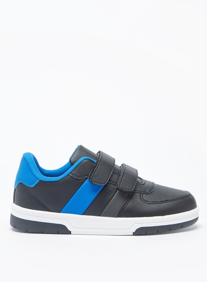 Boys Panelled Sneakers with Hook and Loop Closure