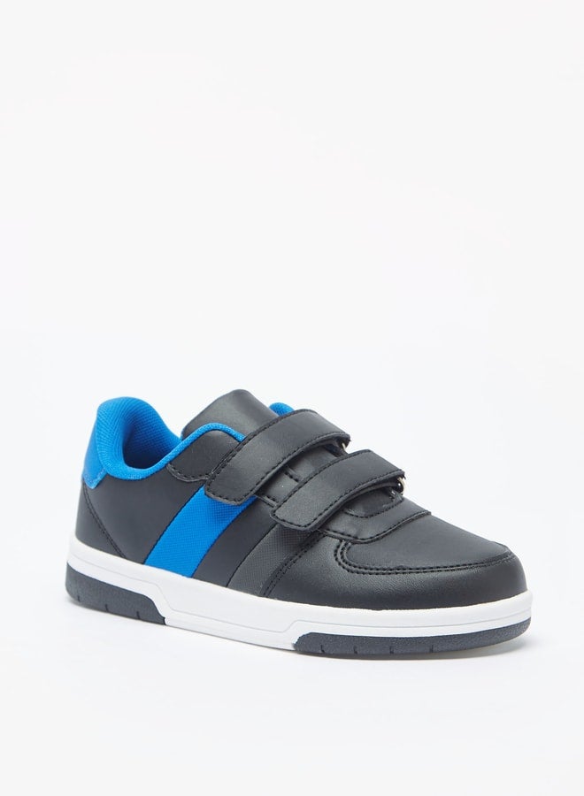 Boys Panelled Sneakers with Hook and Loop Closure