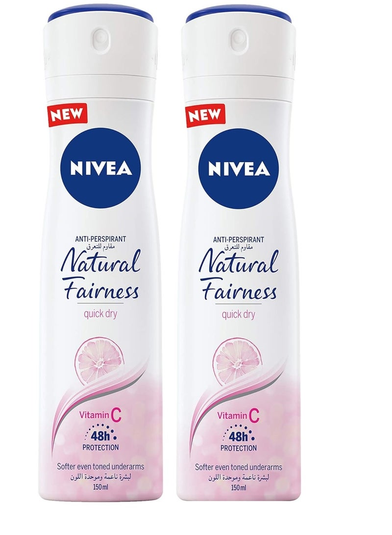 Nivea Antiperspirant Natural Fairness for Women 150ml pack of 2