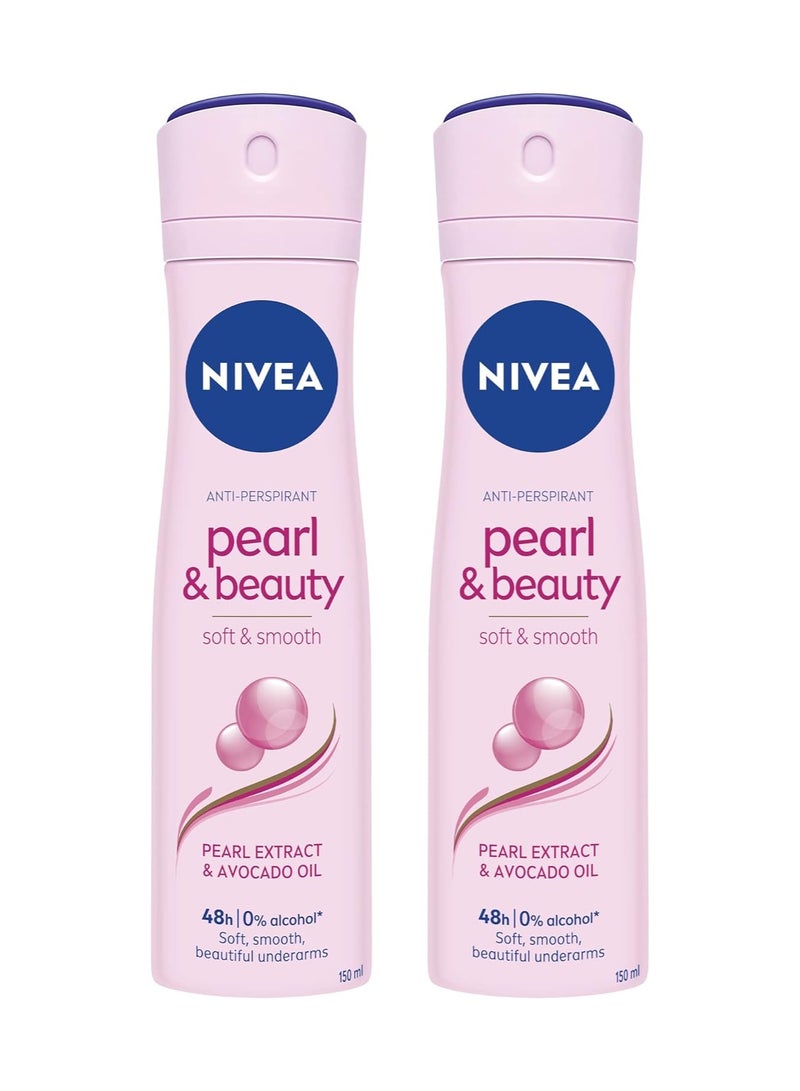 Nivea Pearl and Beauty Antiperspirant for Women 150ml pack of 2