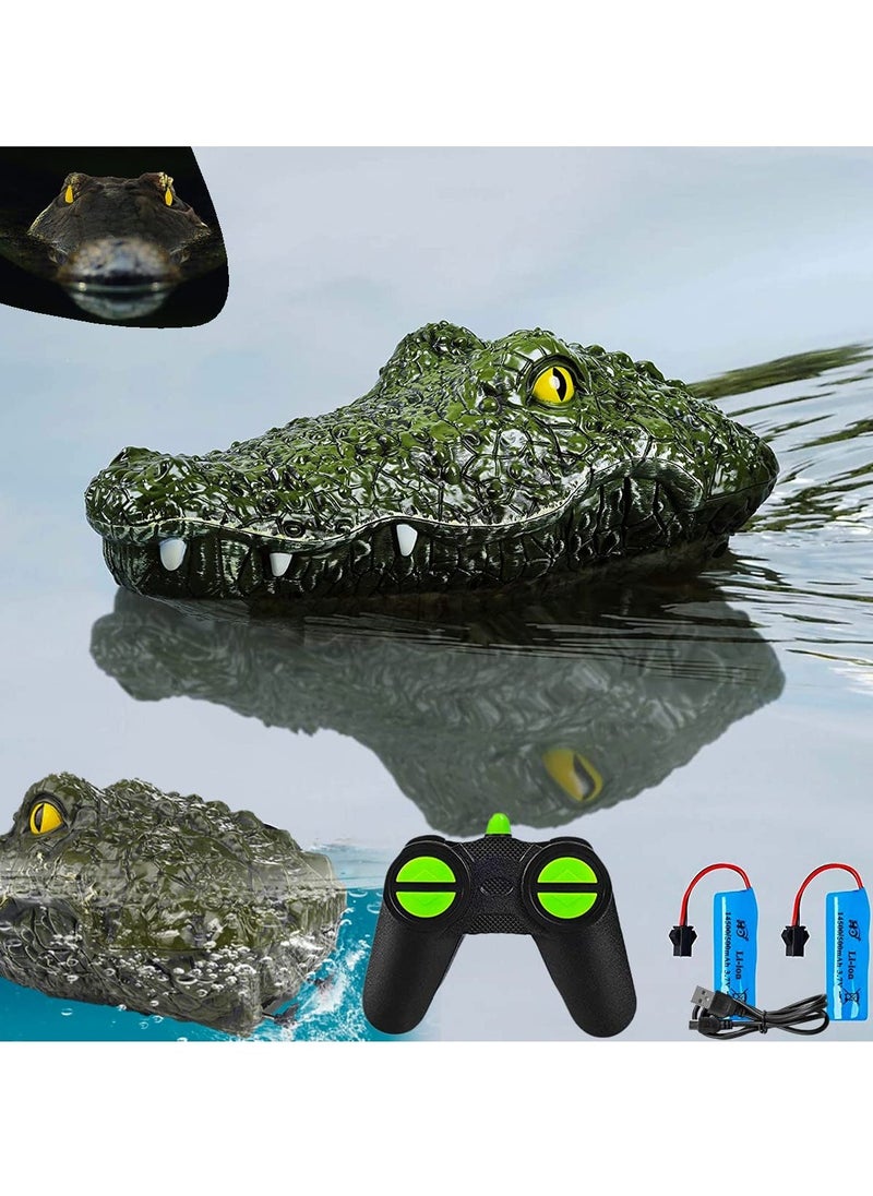 Remote Control Boat 2.4G High Speed Simulation Crocodile Head Water Toys for Pools and Lakes Floating Crocodile Head High Simulation Alligator Head RC Boats Prank Toys for Adults and Kids