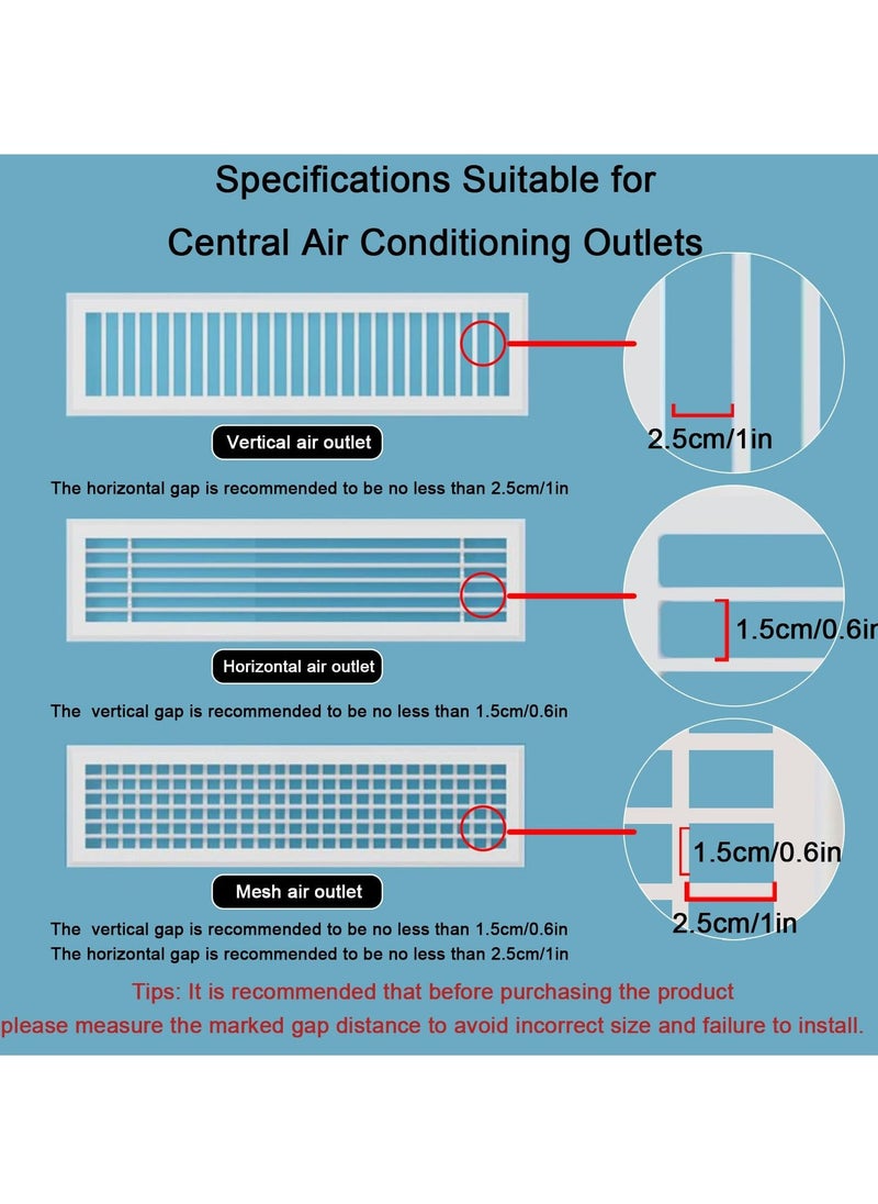 4 Pcs Freestanding Air Vent Deflector, Adjustable Wind Direction, Ceiling Register Vent Deflector, Air Conditioner and AC Air Deflector, Suitable for Central Air Conditioning