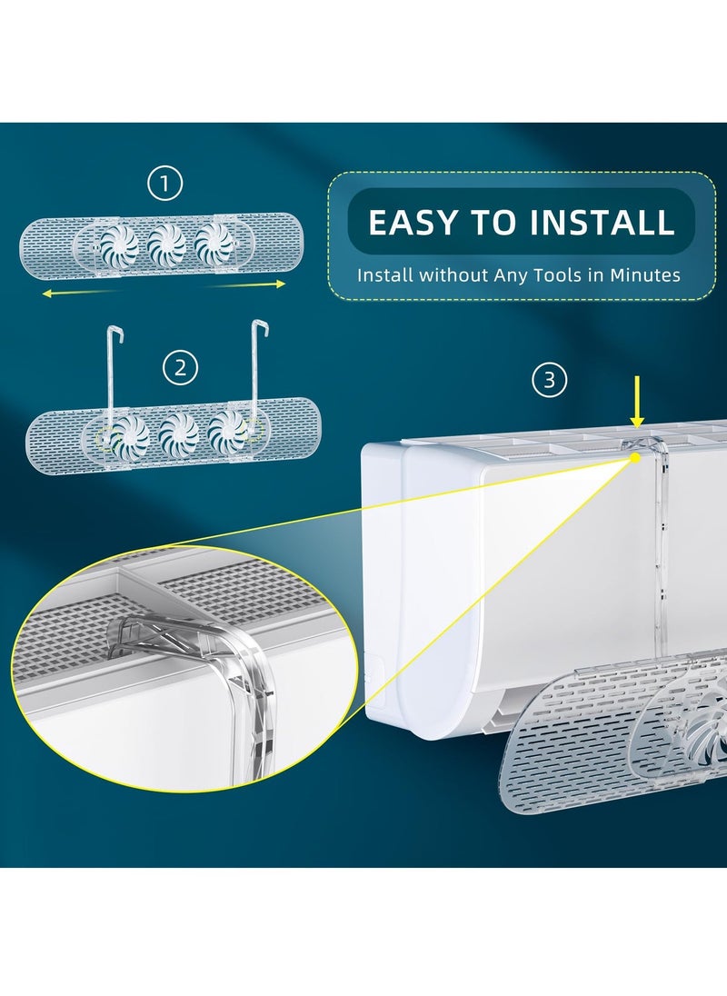 Adjustable Air Conditioner Deflector, Retractable AC Vent Deflector with Mini Fans, Anti Direct Blowing Wind Shield for Split Air Conditioners, Enhanced Indoor Air Circulation