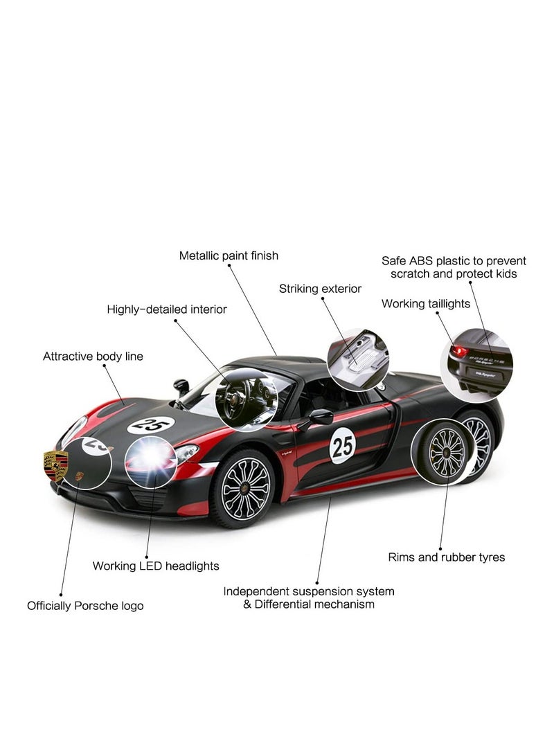 Remote Control Car 1/14 Scale Remote Control Model for Porsche 918 Spyder Electric Sport Racing Hobby Toy Car Model Vehicle for Boys,Girls,Teens and Adults Gift Blcak