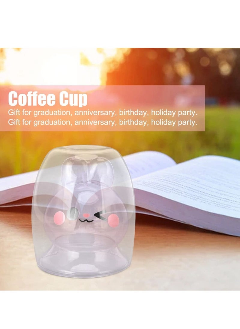 Cute Glass Mugs Rabbit Glass Coffee Mugs Double Walled Glass Tea Cups Insulated Glasses Espresso Cup Funny Gifts For Boys And Girls