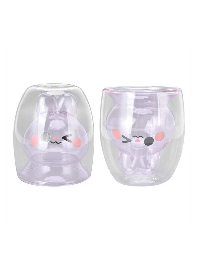 Cute Glass Mugs Rabbit Glass Coffee Mugs Double Walled Glass Tea Cups Insulated Glasses Espresso Cup Funny Gifts For Boys And Girls