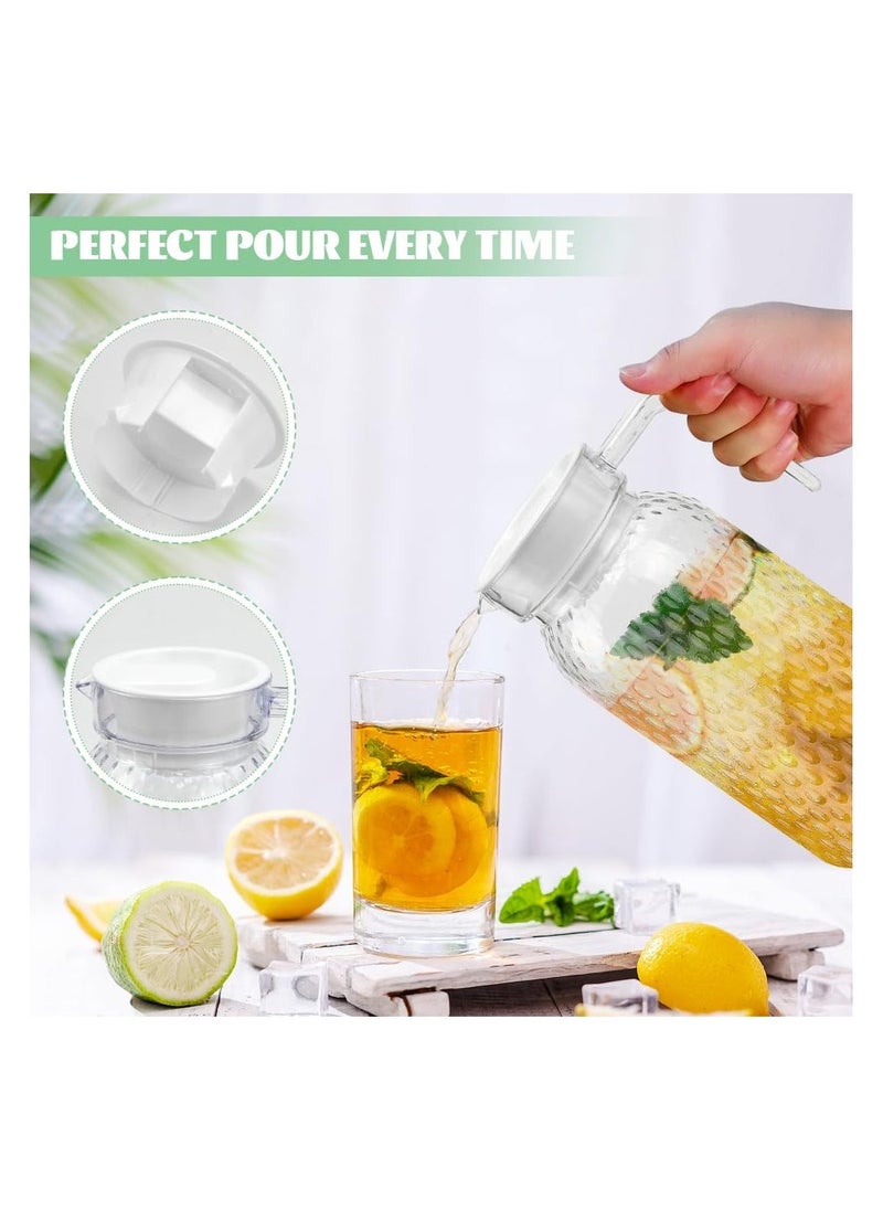 Acrylic Pitcher with Lid and Handle, 1 Litre Clear Water Pitcher 2 Pack, Unbreakable Beverage Pitcher Transparent Juice Container Fridge Door Jug, for Milk Juice Iced Tea Lemonade (BPA-Free)