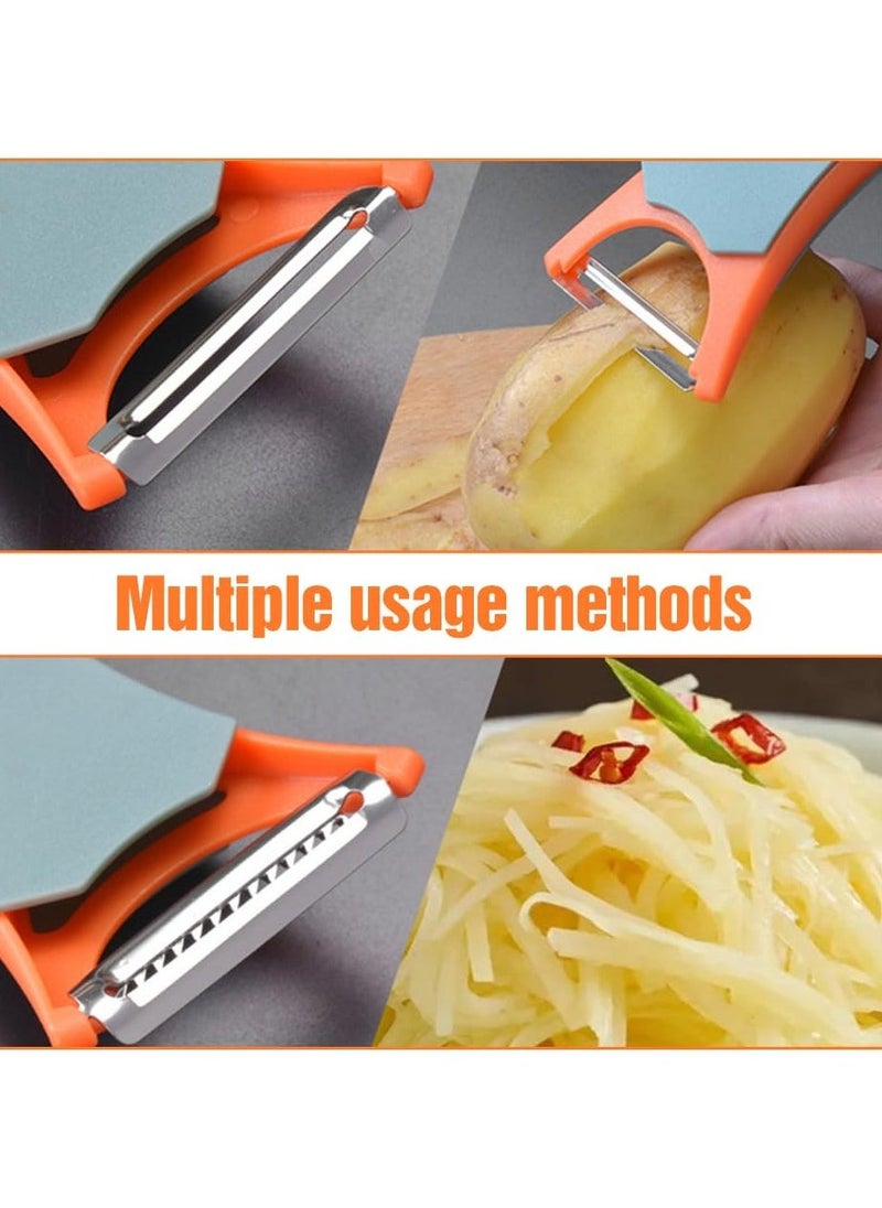 2-in-1 Melon and Fruit Peeler 2pcs, 2024 Upgraded Multifunctional Peeler for Fruits & Vegetables, Household Vegetable and Fruit Two in One Peeler, Dual Sharp Stainless Steel Blades (gray)
