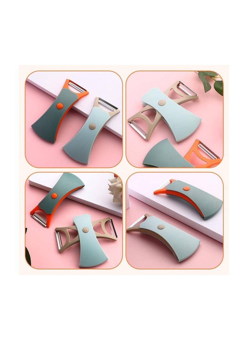 2-in-1 Melon and Fruit Peeler 2pcs, 2024 Upgraded Multifunctional Peeler for Fruits & Vegetables, Household Vegetable and Fruit Two in One Peeler, Dual Sharp Stainless Steel Blades (gray)