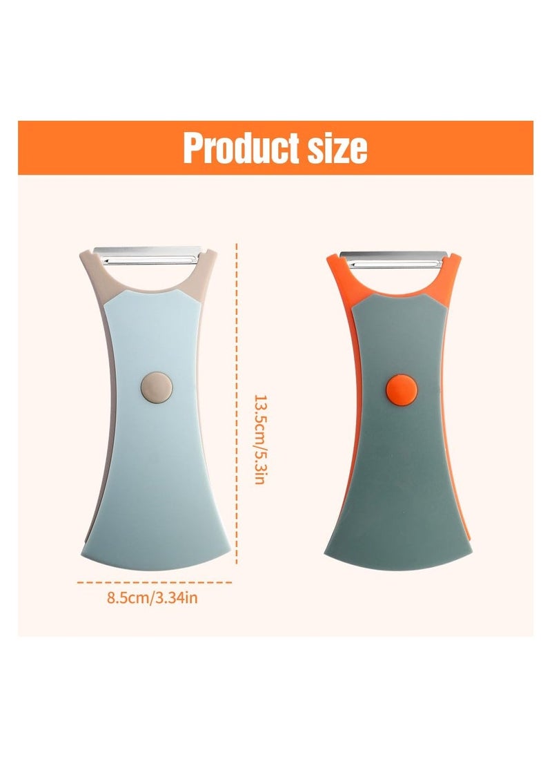 2-in-1 Melon and Fruit Peeler 2pcs, 2024 Upgraded Multifunctional Peeler for Fruits & Vegetables, Household Vegetable and Fruit Two in One Peeler, Dual Sharp Stainless Steel Blades (gray)