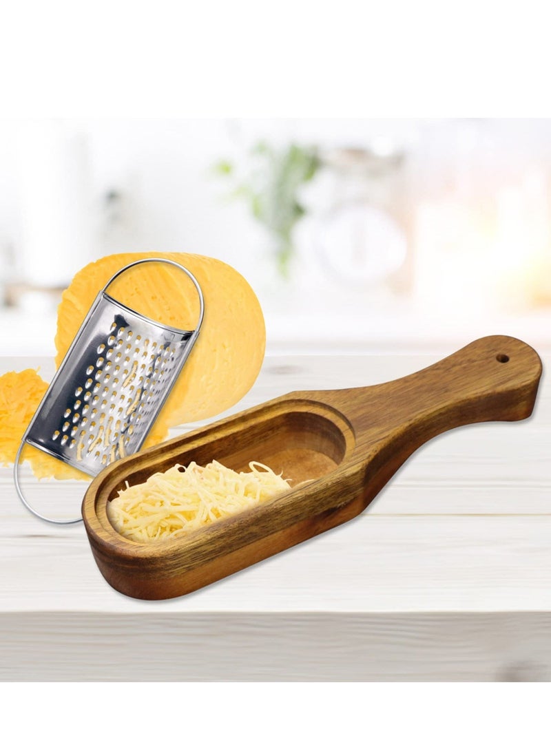 Cheese Grater with Container Quality Stainless Steel Blades with Acacia Wood Handle Ergonomic and Efficient Shredder Versatile for Cheese Chocolate Vegetables Fruits Easy to Clean