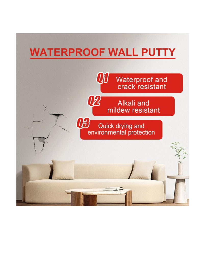 Waterproof Wall Repair Paste with Scraper, 2 PCS 300g Drywall Patch Repair Kit, Wall Repair Putty, Wall Patching Pastes, Wall Mending Agent for Home Wall, Plaster Dent & Wood Scratch Repair