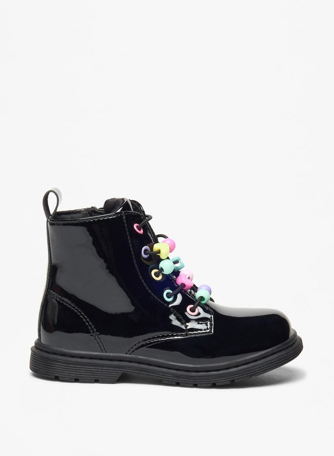 Girl's Solid High Cut Boots with Zip Closure