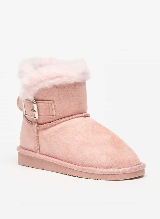 Girls Plush Detail Slip-On High Cut Boots