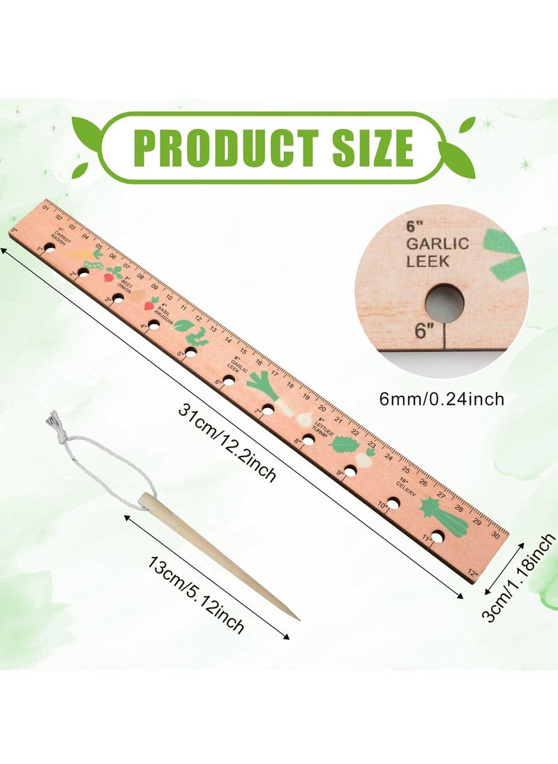 Wood Seed Spacing Ruler with Holes, Wooden Planting Ruler Solid Seed Planter Tool, for Garden Planting Tools Plant Ruler Spacing and Interval Ruler Plant Spacing Ruler Wood Supplies Vegetable