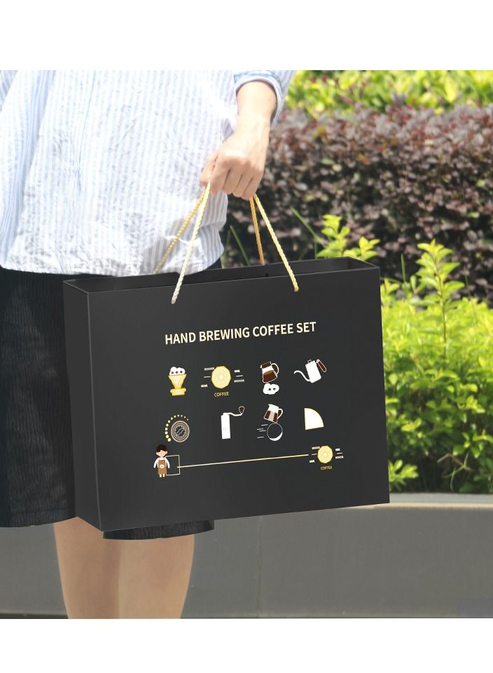 Pour Over Coffee Maker Set,Coffee Kettle,Bean Grinder,Filter Cup,Filter Paper,Cup,Thermometers all in 1 Gift Box