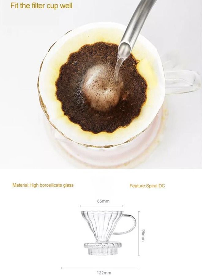 Pour Over Coffee Maker Set,Coffee Kettle,Bean Grinder,Filter Cup,Filter Paper,Cup,Thermometers all in 1 Gift Box