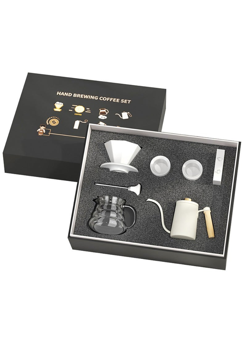 7-Piece Drip Coffee Maker Set Coffee Maker Set Coffee Kettle Dripping Cup Bean Grinder Filter Paper With Portable Hand-held Gift Box