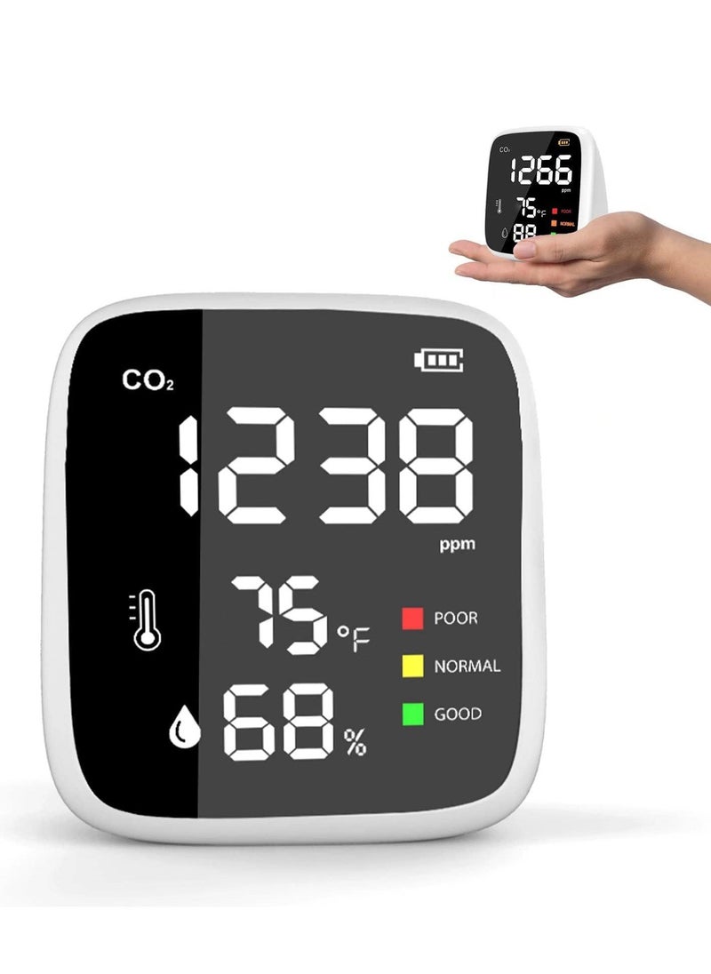 CO2 Carbon Dioxide Detector, Indoor Air Quality Monitor, 4-in-1 Portable CO2 Monitor, Tester for Carbon Dioxide, Temperature & Relative Humidity, CO2 Meter with Alarm, for Home, Car, Grow Tents, Trave