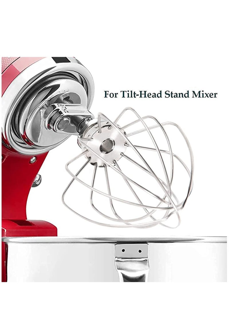 Stainless Steel Wire Whip Attachment Compatible With Kitchenaid Tilt-Head Stand Mixer Accessory K45Ww Replacement Egg Cream Stirrer Whipping Egg White Cakes Mayonnaise Whisk Dishwasher Safe