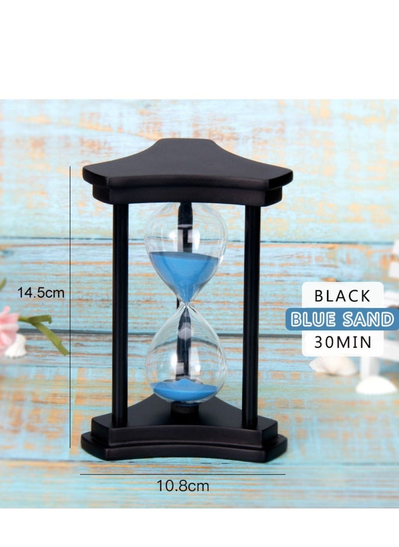 Sandglass 30 minute Timer Hourglass for Ornament Sand Clock Crafts  Decoration New Year Birthday Tea Coffee Table Book Shelf School Game Wooden Frame Sand Timer Blue