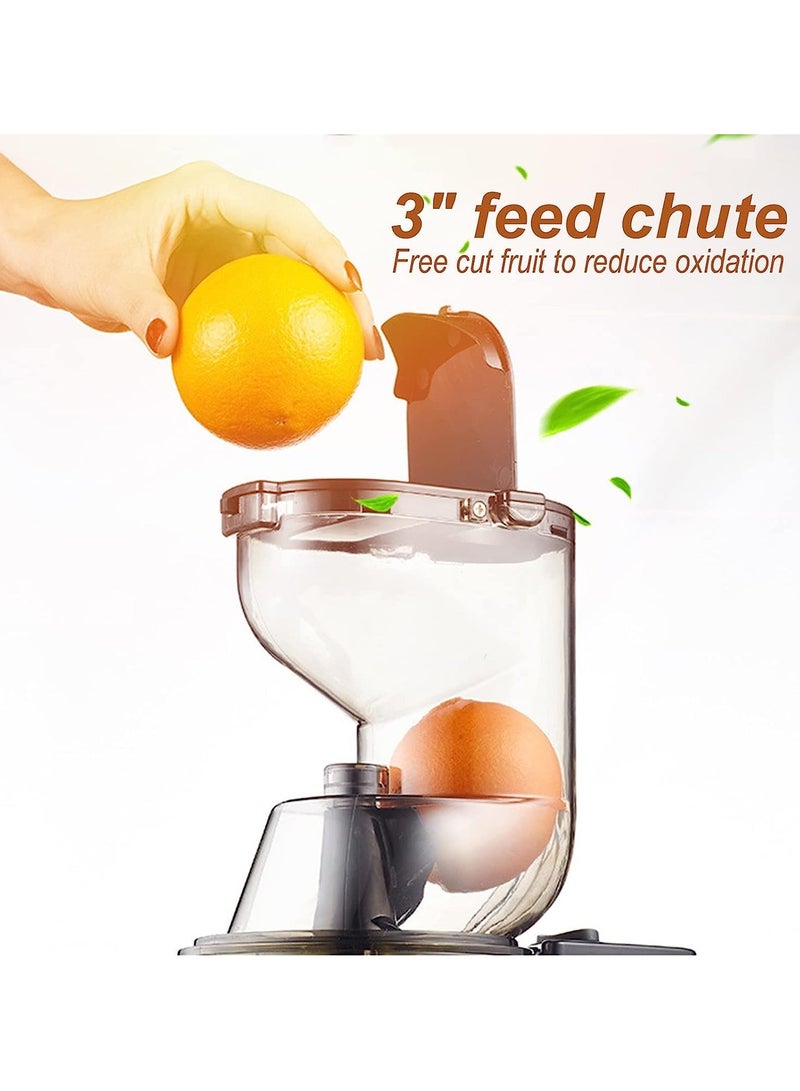 Slow Juicer Machine,Full-Automatic Large-Diameter Juice Separation Juicer, Cold Press Juicer For Whole Fruit With Reverse Function-Perfect For Home Kitchen,Red