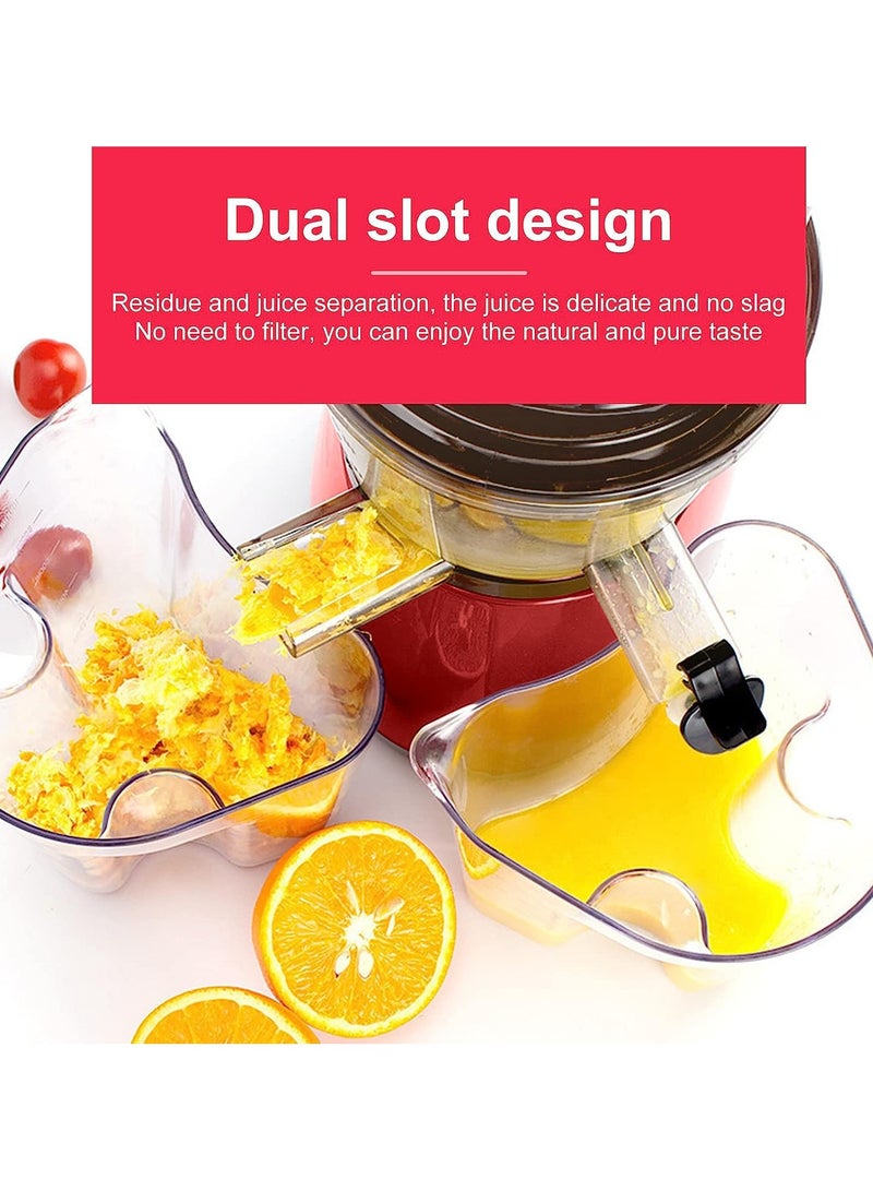 Slow Juicer Machine,Full-Automatic Large-Diameter Juice Separation Juicer, Cold Press Juicer For Whole Fruit With Reverse Function-Perfect For Home Kitchen,Red