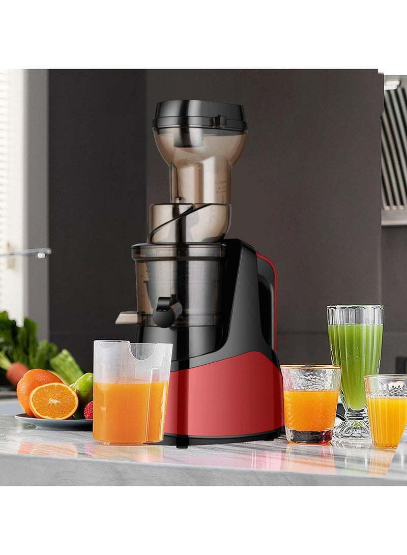 Slow Juicer Machine,Full-Automatic Large-Diameter Juice Separation Juicer, Cold Press Juicer For Whole Fruit With Reverse Function-Perfect For Home Kitchen,Red
