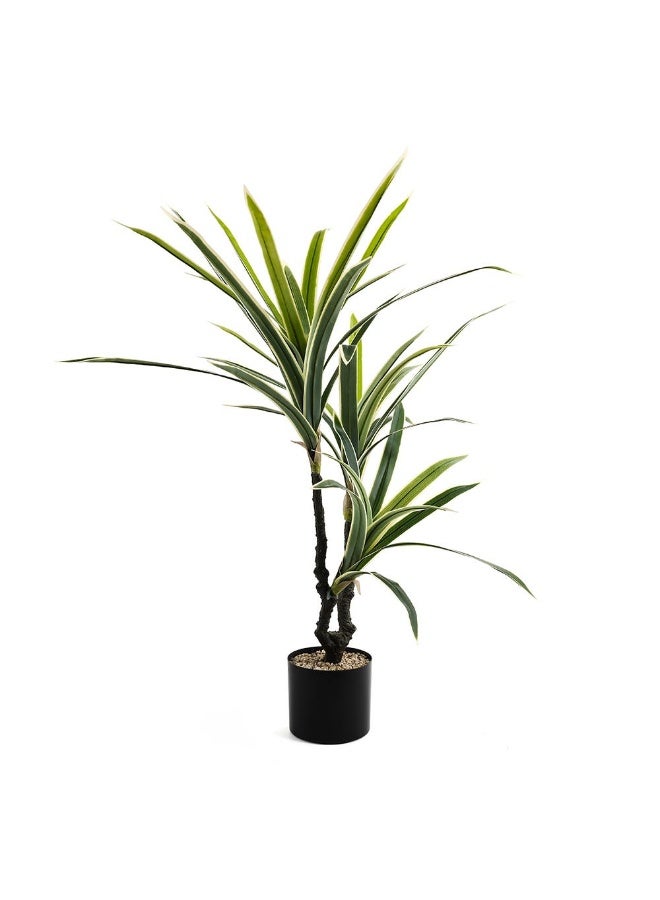 Yucca Plant In Stone Planter Green And Black - 70X94Cm