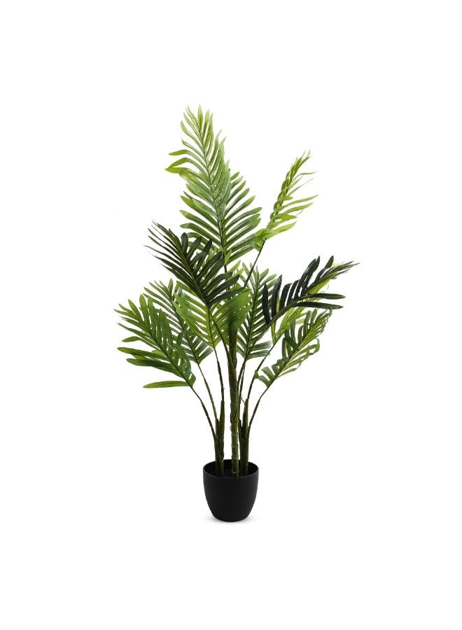 Palm Tree In Concrete Planter Green And Black - 65X101Cm