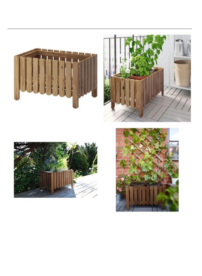 FFD Wooden Flower Pot Elegantly Crafted Wood Planter for Indoor & Outdoor Gardens