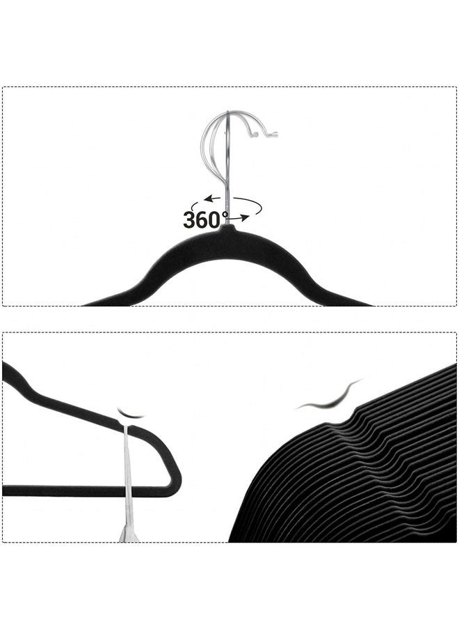 1 Set Of 100 Piece Velvet Hangers Can Be Rotated 360 Degrees To Save Space Black