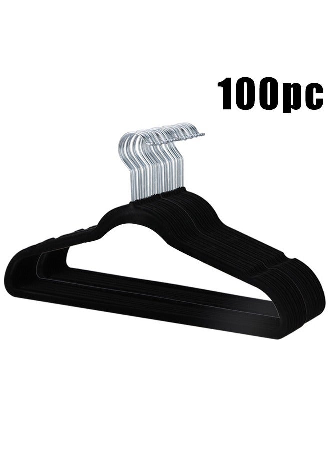 1 Set Of 100 Piece Velvet Hangers Can Be Rotated 360 Degrees To Save Space Black