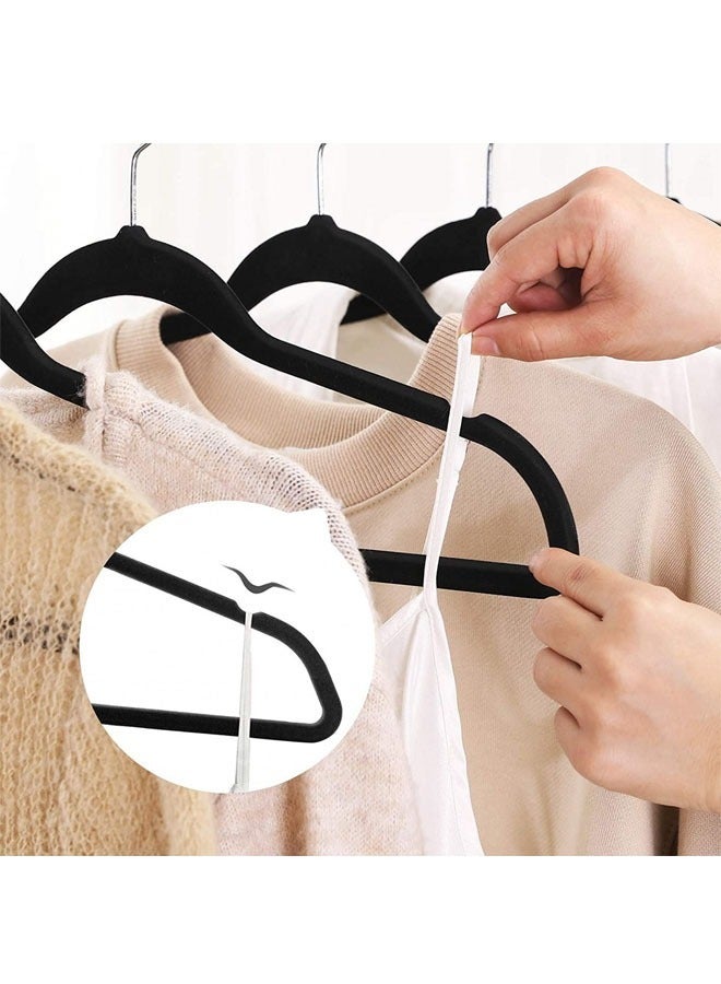 1 Set Of 100 Piece Velvet Hangers Can Be Rotated 360 Degrees To Save Space Black