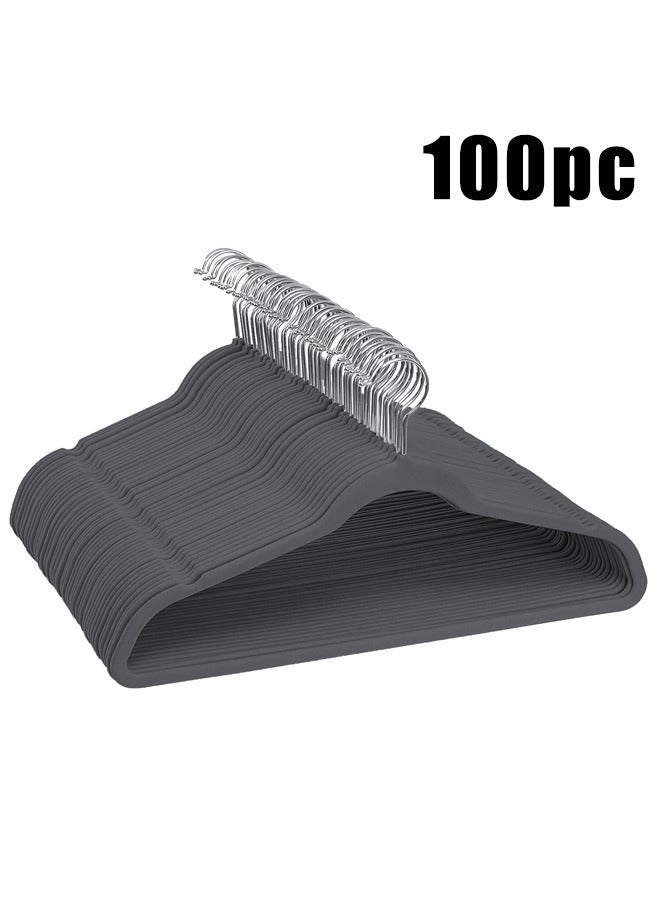 1 Set Of 100 Velvet Hangers Can Be Rotated 360 To Save Space Gray