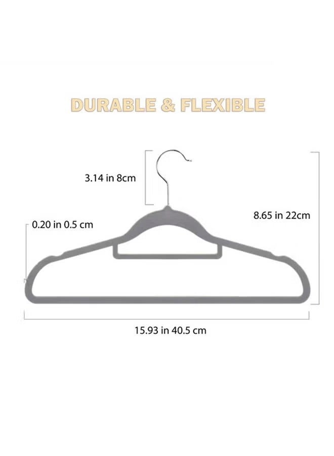 1 Set Of 100 Velvet Hangers Can Be Rotated 360 To Save Space Gray