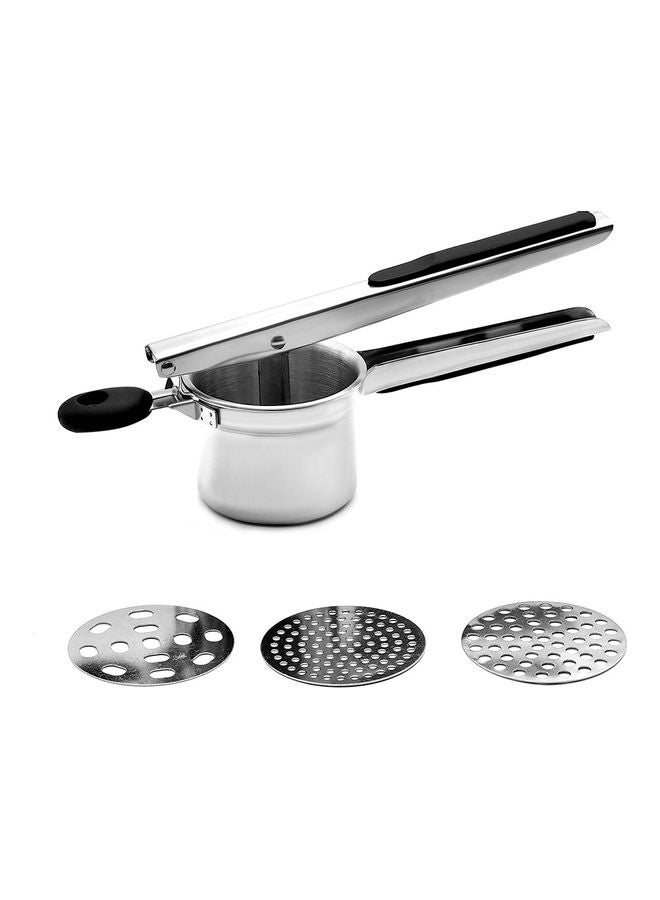 Multifunctional Stainless Steel Potato Masher Silver/Black