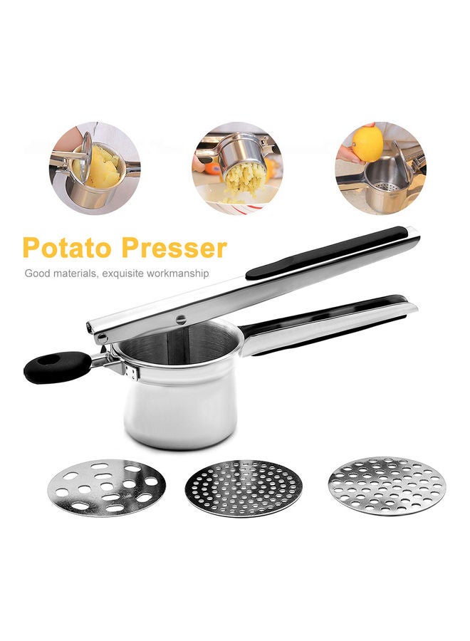 Multifunctional Stainless Steel Potato Masher Silver/Black