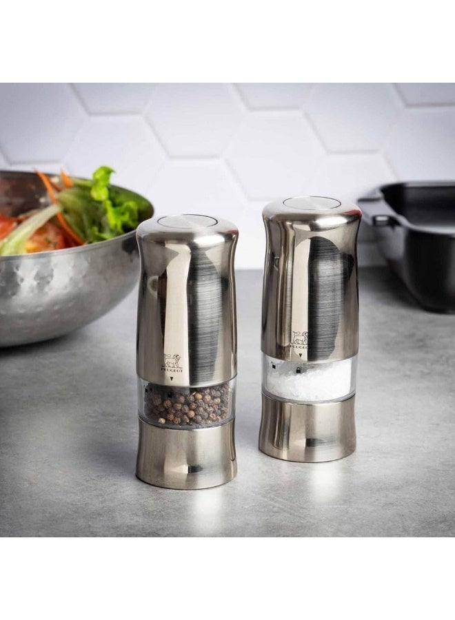 Peugeot Zeli Gift Set Pepper+Salt Mill 14cm Brushed Chrome