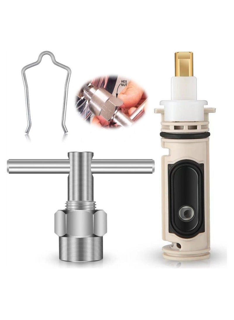 1222 Replacement Cartridge, Faucet Quick Opening Copper Valve Core, Retainer Clip, Leak-Proof Shower Faucet Repair Kit, Brass Bathtub Shower Valve Parts