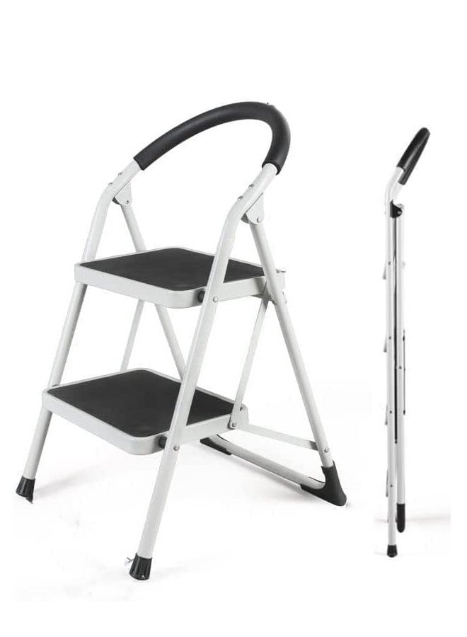 2 Steps Steel Ladder White