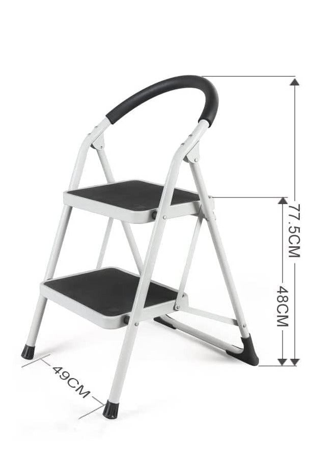 2 Steps Steel Ladder White