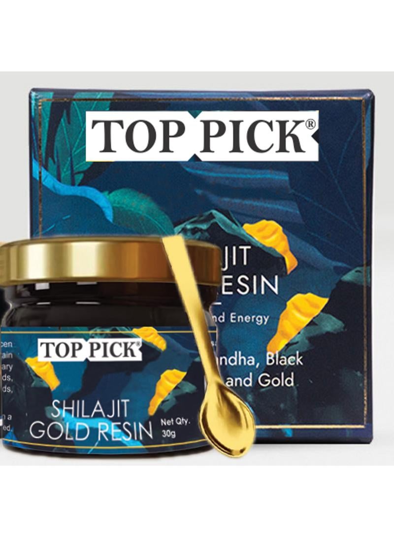 Shilajit Gold Resin 30g - Helps in boosting Stamina - Contains 24 Carat Gold - 100% Ayurvedic