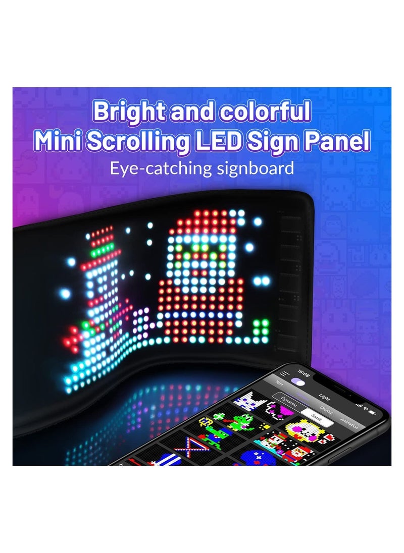 Rechargeable Mini LED Sign, 7.2''x3.4 Wireless Bluetooth LED Message Sign, Small Light Sign for Car, Smart App Control Programmable Custom LED Matrix Panel for Home Decor, Car, Party