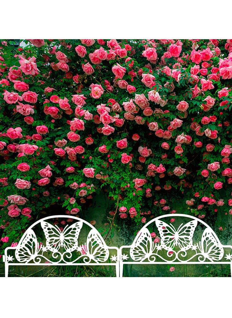 8pcs Plastic Edgings Garden Picket Fence,148 Inch Long Grass Flowerbeds Plant Borders,Decorative Scenery Road Panels,Weather Proof Plastic Garden Fence. White