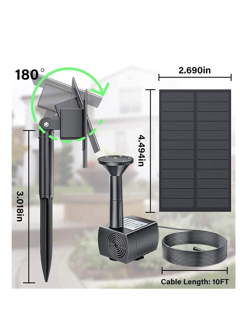 Solar Water Fountain Pump Outdoor, Upgraded Solar Fountain Pond Pump Kit With Stake, Solar Powered Fountain Water Pump For Bird Bath, Garden, Backyard, Pool, Fish Tank, 2.5W Solar Powered Water Pump