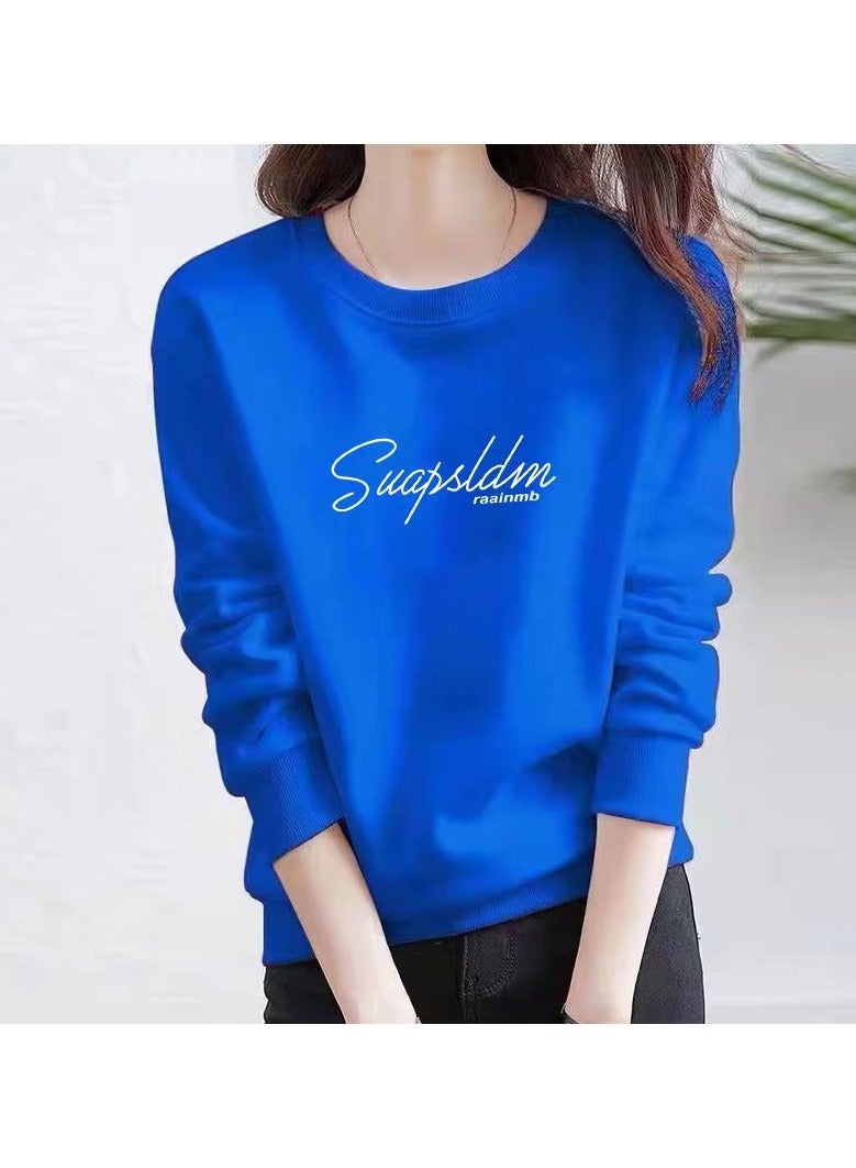 Fashion new women's sportswear cotton round neck casual long sleeved pullover top