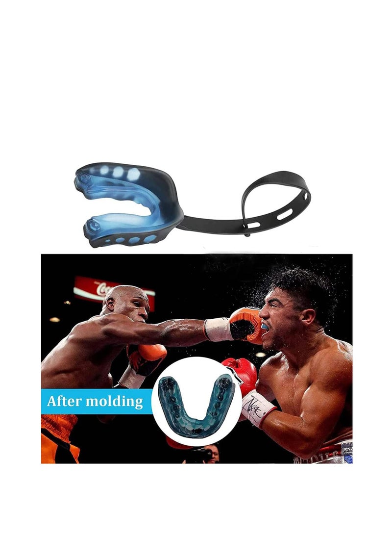 2Pcs Football Mouth Guard with Strap, Soft Youth Mouth Guard Football Mouthpiece, Professional Mouth Guard Sports for Boxing, MMA, Lacrosse Goggles, Rugby & Basketball