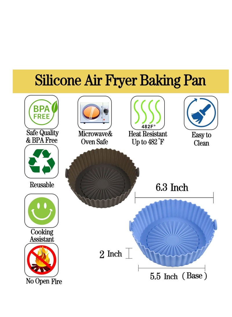 Reusable Non-Stick Silicone Air Fryer Pot Set - 3 Pcs Parchment Paper Liners for Baking, Roasting, and Microwave Use - Perfect for Air Fryers and Ovens